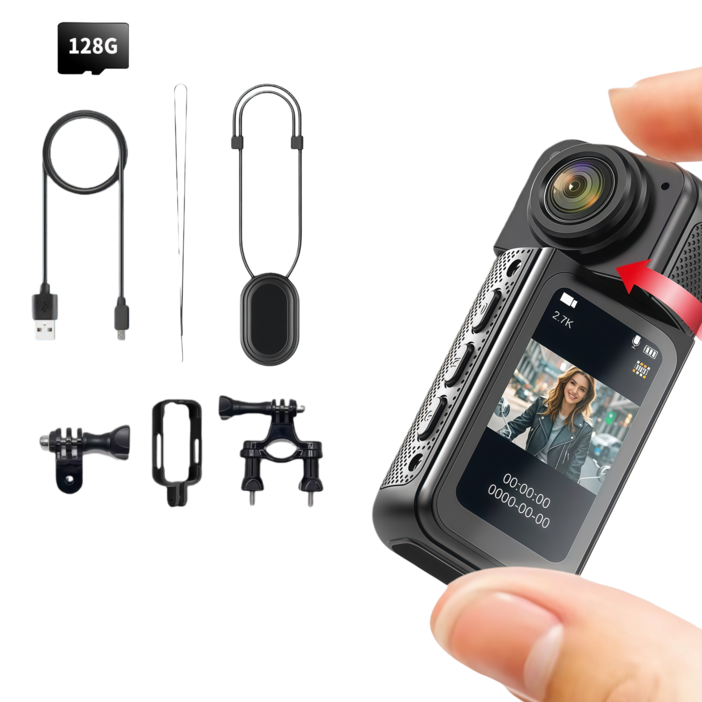 자홀포 2.7K wifi EIS 초소형 휴대용 맥세이프 액션캠 180도 회전렌즈 초고화질 자전거 오토바이 블랙박스