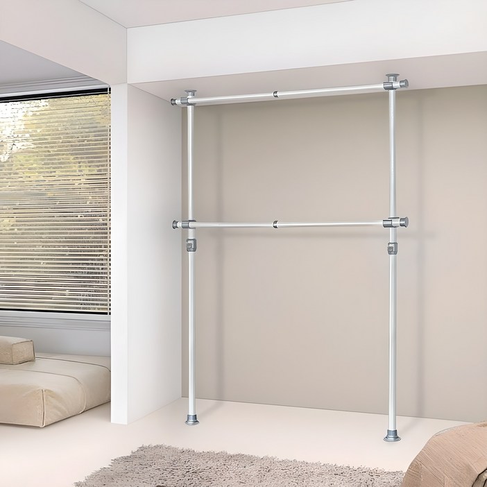 가화홈시스 38mm 튼튼한 굵은기둥 와이드가로봉 2단 B2200