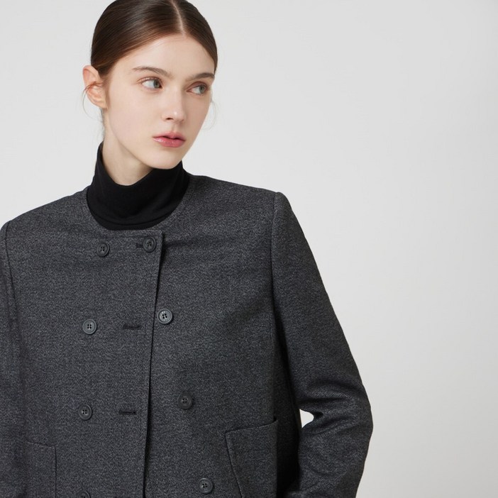 울 블렌드 라운드넥 크롭 자켓C253MSF002