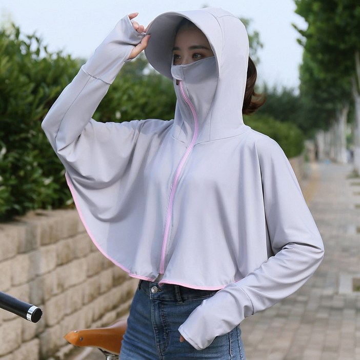 싸이클 선 크림 의류 여성용 여름 얇은 재킷 UPF50 + UV 방지 커버 업 셔츠 아이스 실크 아웃 도어 사이클링