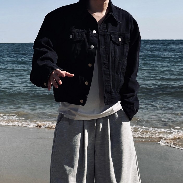남자 크롭 데님자켓 청 남방 오버핏 루즈핏 빅사이즈 흑청 연청 4colors