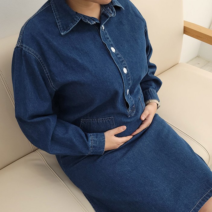 클로벨 데님 원피스 임산부 빅사이즈 만삭 주수 임부복 청원피스 가을 겨울 클로벨 데님 원피스 임산부 빅사이즈 만삭 주수 임부복 청원피스 가을 겨울
