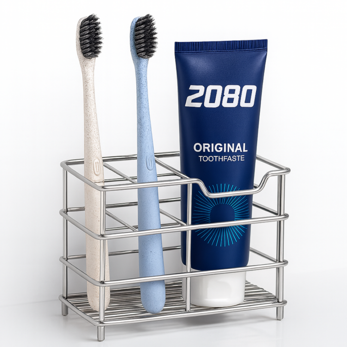 옥타기지 스테인리스 물빠짐 칫솔꽂이 욕실정리홀더, 실버, 1개