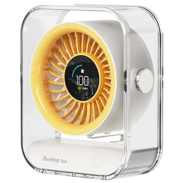 SHILONG 무선 무소음 탁상용 선풍기 미니 파워 서큘레이터, 옐로우