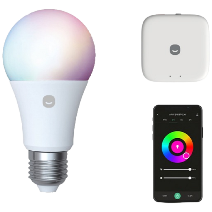 SET 스마트 전구 컬러 Z26 E26, Zigbee  스마트 허브 Pro, 2개, 기타색
