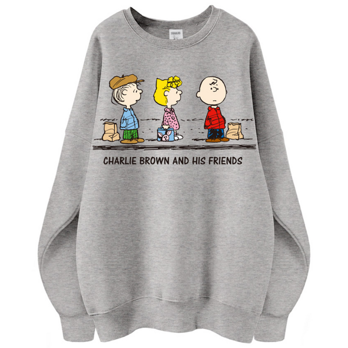 엠제이스타 기모면 피너츠 여성 여자 오버핏 기다림 스누피 맨투맨 티셔츠