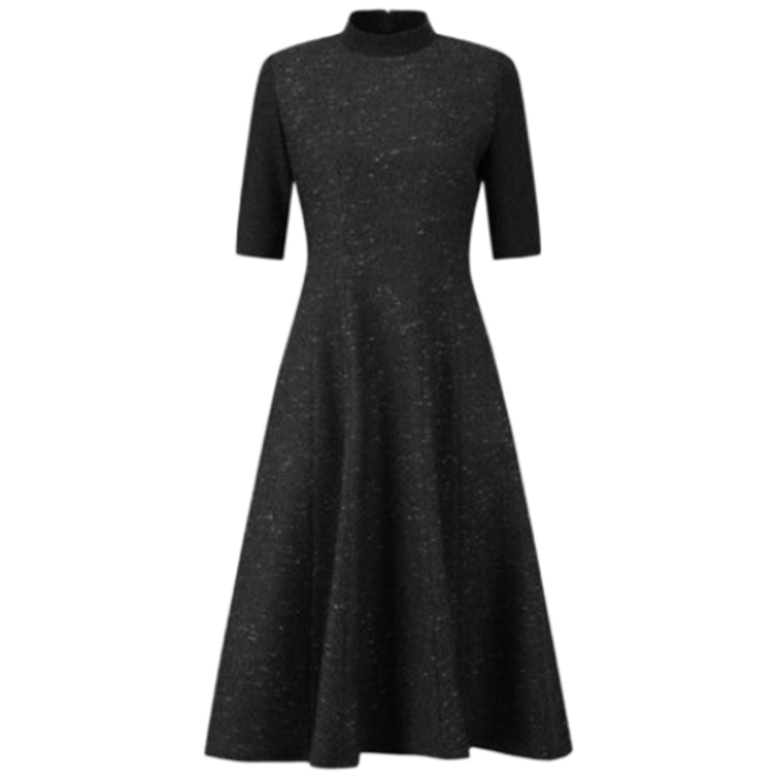 국내백화점 모조 니트 배색 플레어원피스