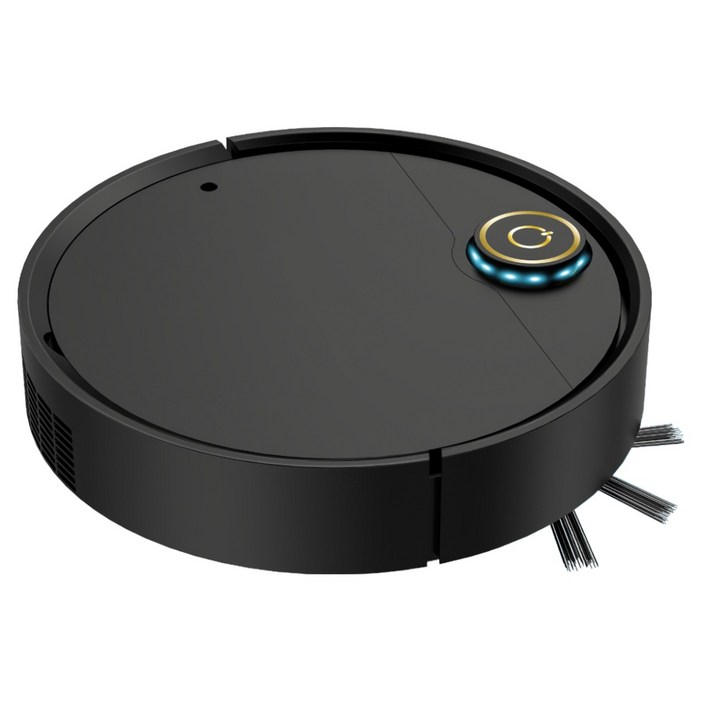 RUN기술 무선 스마트 로봇청소기 자동 진공 청소기 찜질 기능 USB충전, 블랙