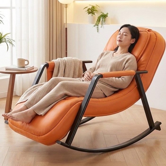 딜코코 소형 안마의자 리클라이너 마사지 안마베드 의자형 안마기 스윙 체어 온열, 오렌지, koko669