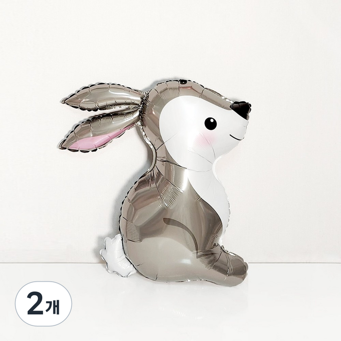 바로이벤트 아기 토끼 풍선 생일파티풍선 백일 은박풍선, 2개, 연그레이