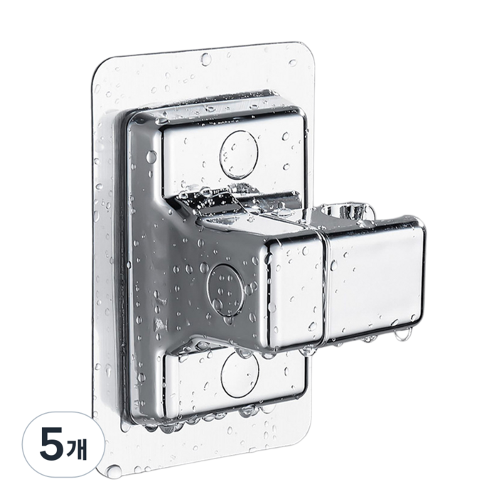 초강력 접착식 샤워기 거치대 고급형, 5개, 고급형 실버