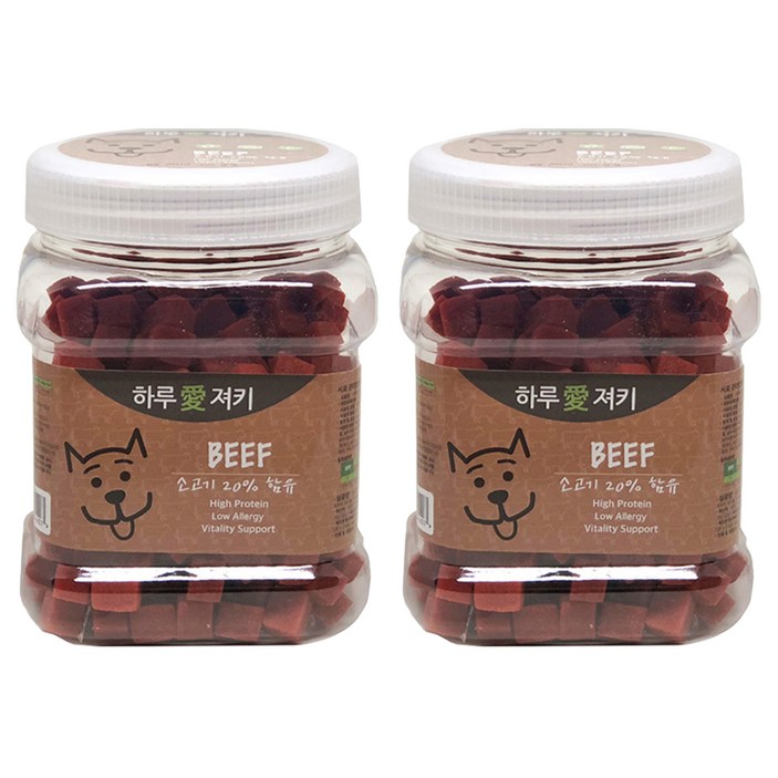 하루애 져키 반려견 간식, 소고기, 400g, 2개
