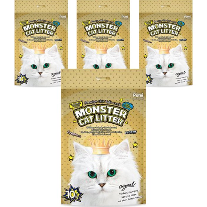 푸르미 고양이 몬스터 캣리터 1.5mm 극세사 두부모래 고급형, 10L, 4개, 오리지널(무향)