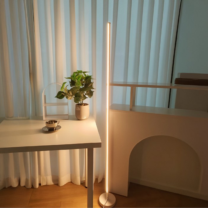 레나에너지 북유럽 플로어 장스탠드 LED 거실조명, 화이트 + 전구색