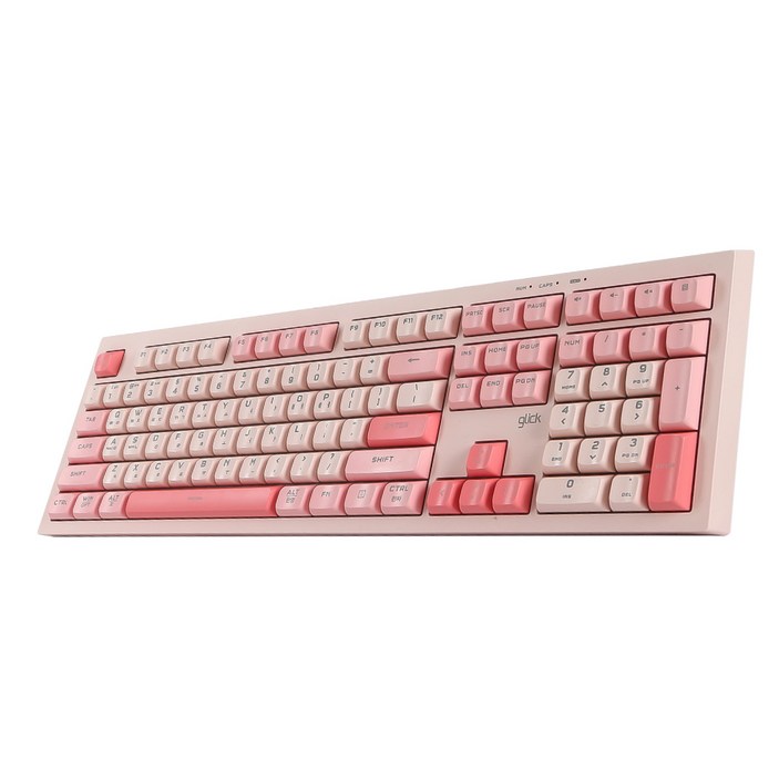 지클릭커 오피스프로 사일런스 M RGB 무소음 유무선 블루투스 108키 키보드, Pink RC1, WK50, 제조사축