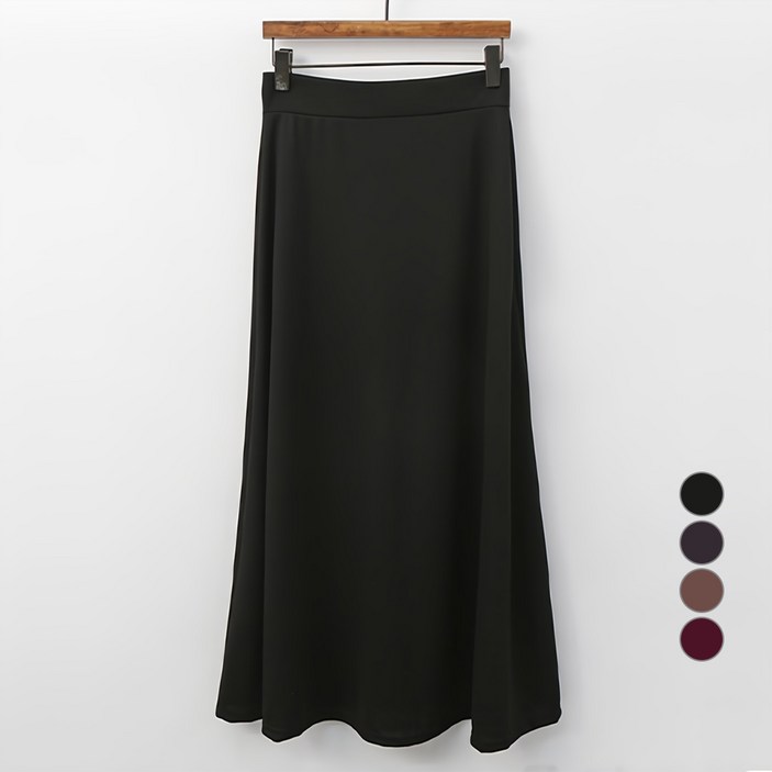 티탁 여성용 신축성 밴딩 무지 허니 A라인 롱스커트