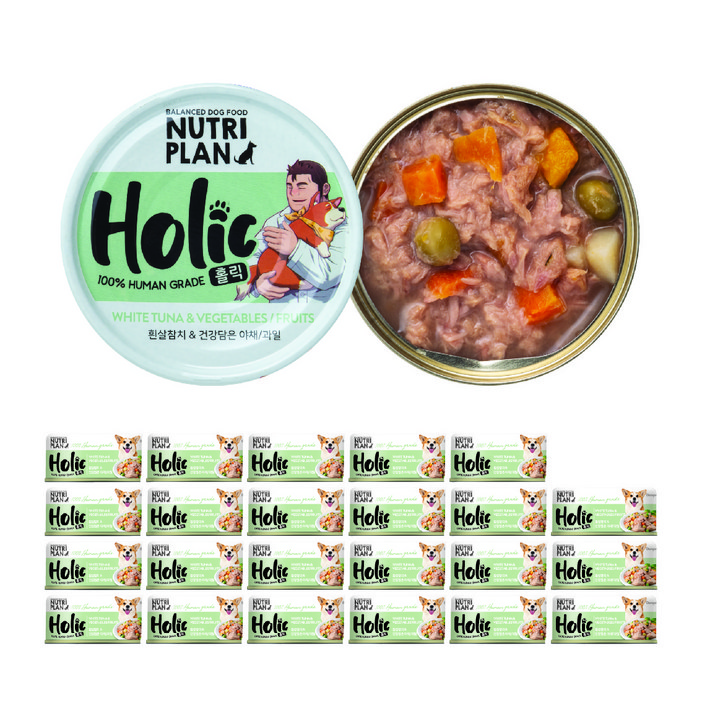 뉴트리플랜 홀릭 강아지 흰살참치 & 건강담은 야채 과일 85g, 24개, 흰살참치 + 야채 + 과일 혼합맛