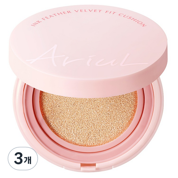 아리얼 잉크 피더 벨벳 핏 쿠션 SPF 50 PA, 3호 크림베이지, 3개