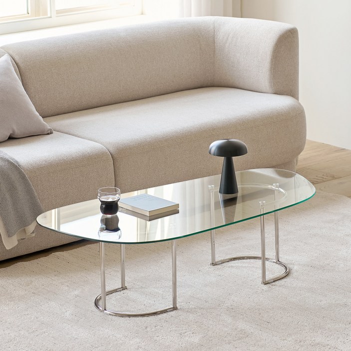 룸앤홈 스프링 유리 테이블 1200