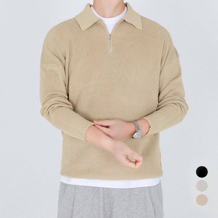남성용 인피어스 애셔 캐주얼 반집업 니트 T25SS1DM043
