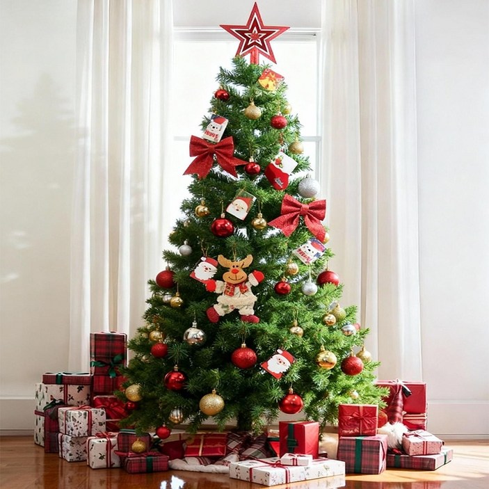 YGGDRAVA 150cm 크리스마스 트리 장식 풀세트 PVC오너먼트트리 탑별트리스커트