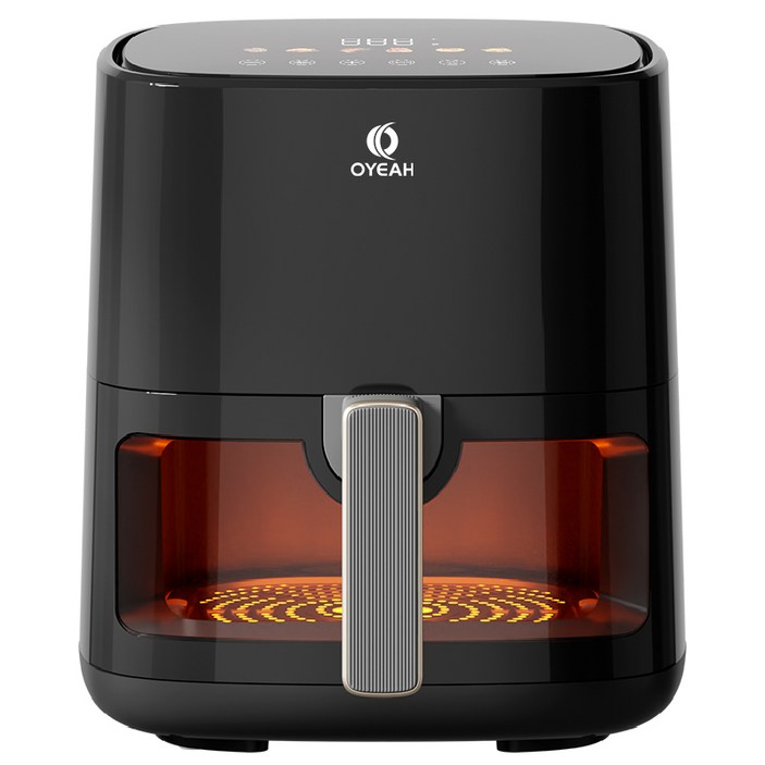 OYEAH 저소음 에어프라이어 5.0L 시각화 대용량, 블랙