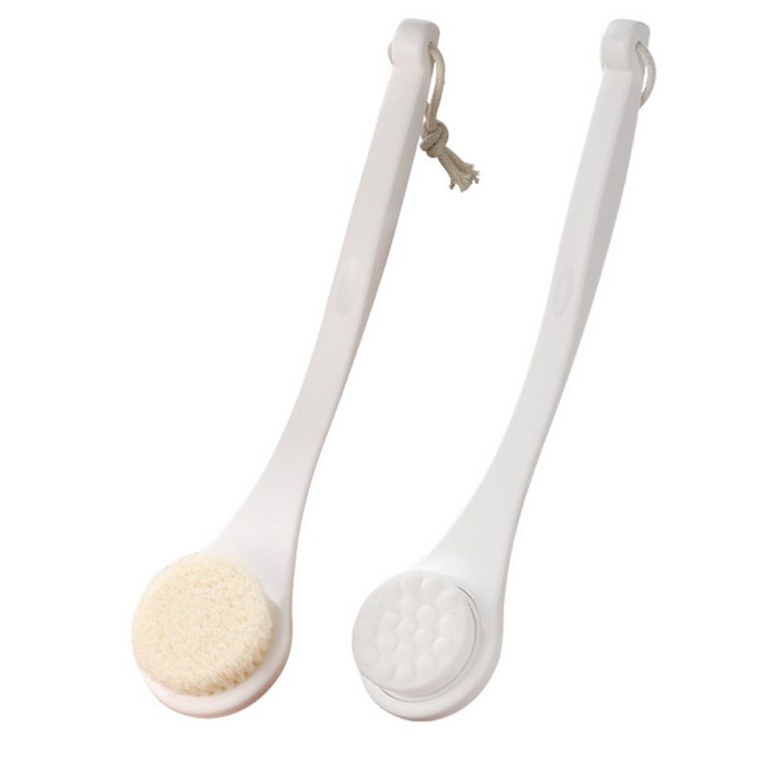 홈앤모어 듀얼 루틴 샤워 바디 브러쉬 세트, 화이트, 2개, 1개입