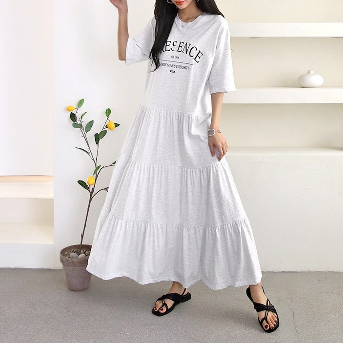 에이나인 영문 캉캉 스커트 롱 원피스 외출룩 등원룩 임부복 빅사이즈 국내생산