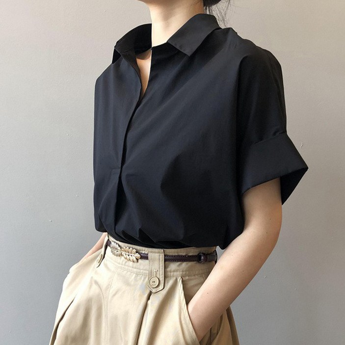 드마엘 아일리 베이직 카라넥 셔츠 블라우스3color 데일리 데이트룩 하객룩 오피스룩