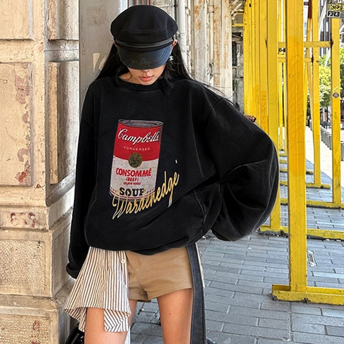 메이킹유 긴팔 라운드넥 레트로 풀오버 WB11793루디맨투맨