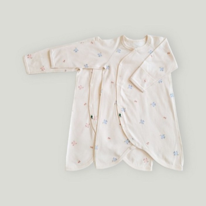 아이숲 신생아용 해피버드 60수 양면 배냇가운