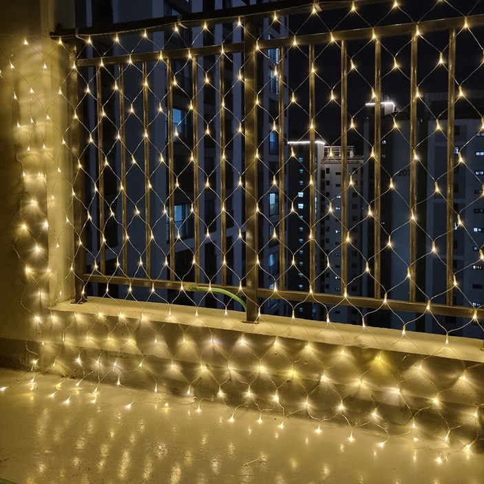 크리스마스 LED 24V 그물전구 256구 잔디 나무 캠핑 줄 야외 트리 전구 1분설치, 웜색, 2개