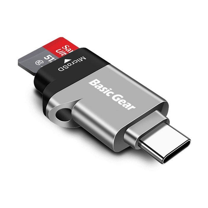 베이직기어 C타입 USB 3.2 마이크로 SD 카드리더기 + 열쇠고리