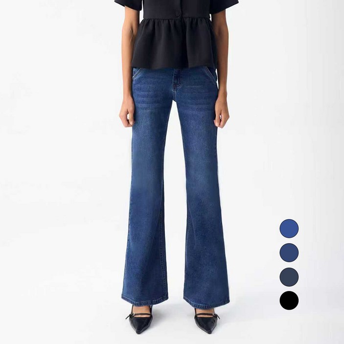 엘블로썸 여성 [숏,기본,롱] 스판 와이드 부츠컷 히든밴드 청바지