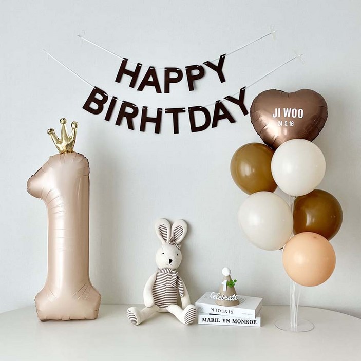 연지마켓 두돌 생일 파티 용품 세트 세 돌 풍선 생일상 (레터링포함), 1세트
