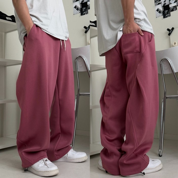 르위 밴딩 절개 와이드 트레이닝 스웻 벌룬 팬츠 남녀공용