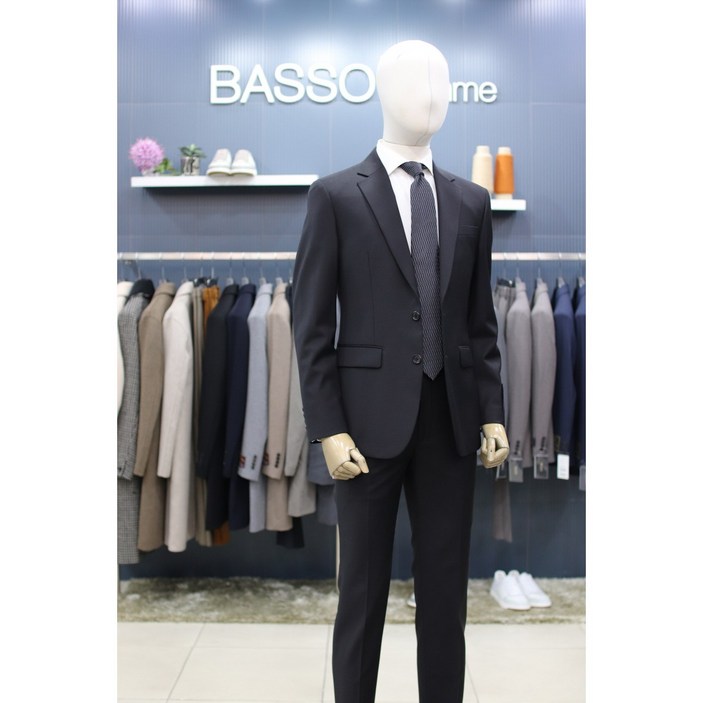 바쏘옴므 정장 WX3JT02BK 블랙 솔리드 울스판 봄가을 수트
