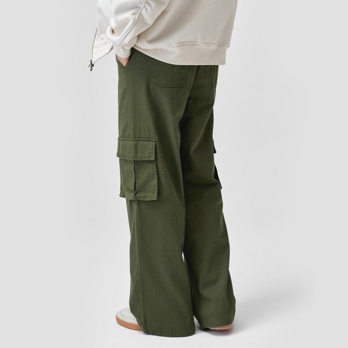 에이지오디 와이드 빅포켓 코튼 카고 밴딩 팬츠 데일리 남녀공용 빅사이즈 사계절 캐주얼