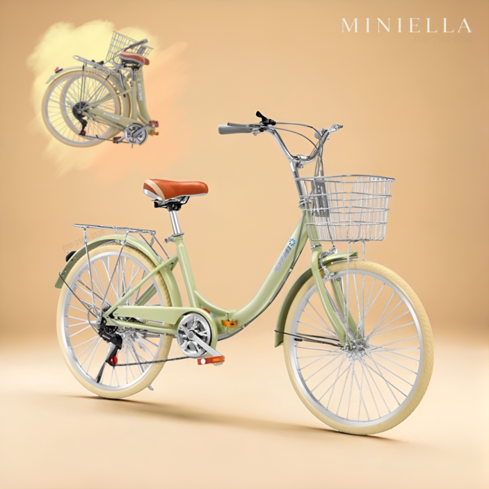 미니엘라 접이식 자전거 여성용 미니벨로 폴딩자전거 클래식 바구니자전거