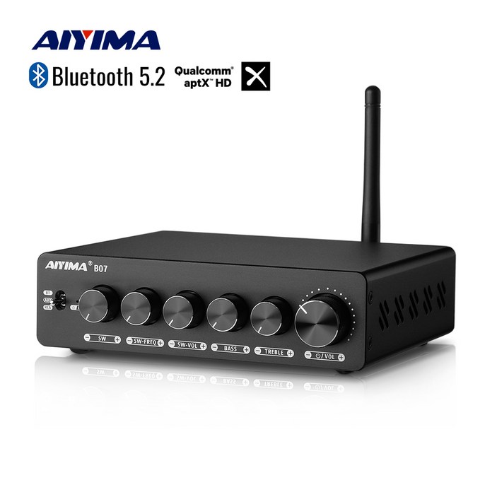 AIYIMA B07 TPA3255 블루투스 5.2 인테이크 2.2채널 액티브 우퍼와 함께 6개의 NE5532 인테이크 칩과 함께 사용하는 하이파이 오디오 앰프, B07US Plug