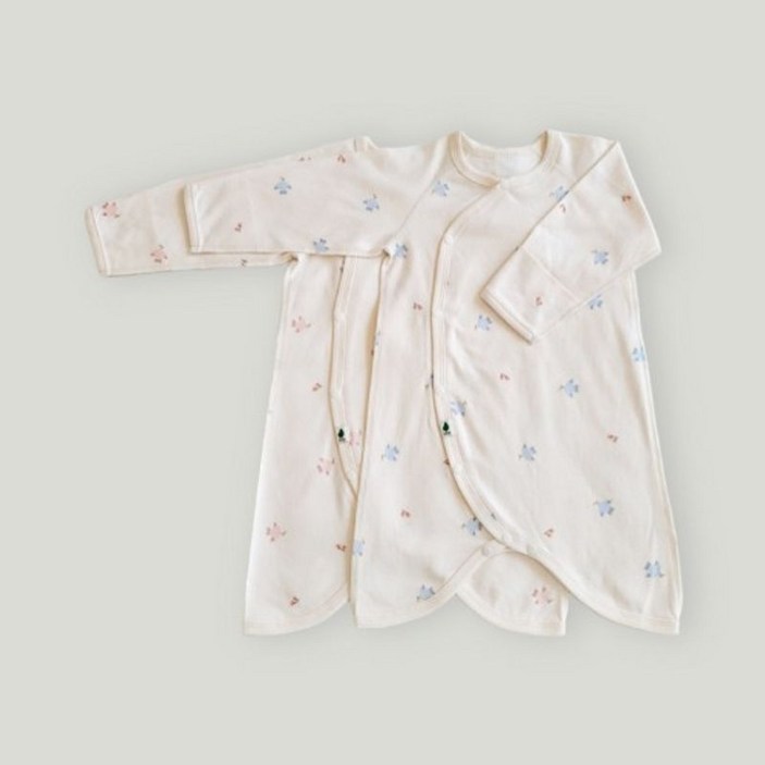 아이숲 신생아용 해피버드 60수 양면 배냇가운