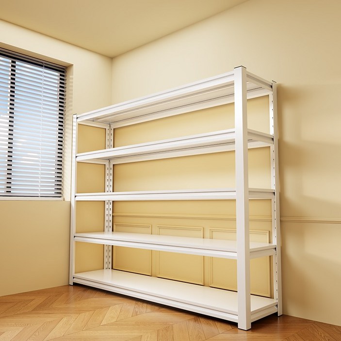 HOMEY NEST 철제 수납선반 조립 다용도 선반 FMS-FLS, 5단, 화이트