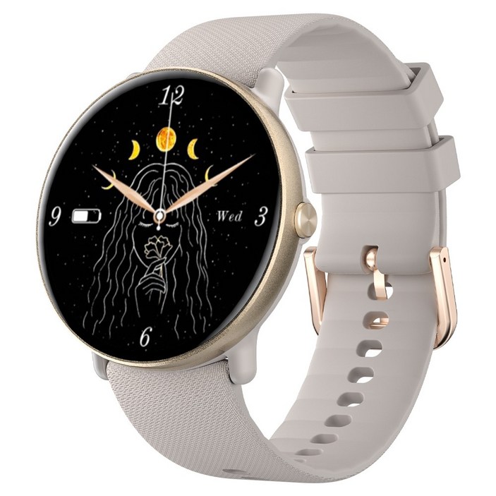 WAPIK 한글판 통화가능 블루투스 스마트워치 Y6 1.43인치 AMOLED 대화면, GPS  블루투스, 3.6cm, 골드