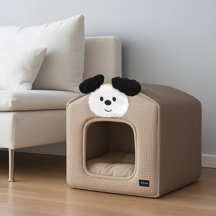 강아지집 와플 하우스 쿠션세트 예쁜 펫 고양이 숨숨집 통세척가능 H030, 1개, 강아지하우스 H030