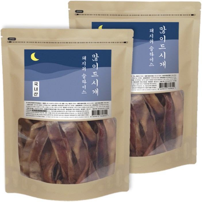 돼지귀 많이드시개 대용량 국내산 애견 수제간식 300g x 2봉 강아지간식, 돼지귀 슬라이드, 300g, 2개