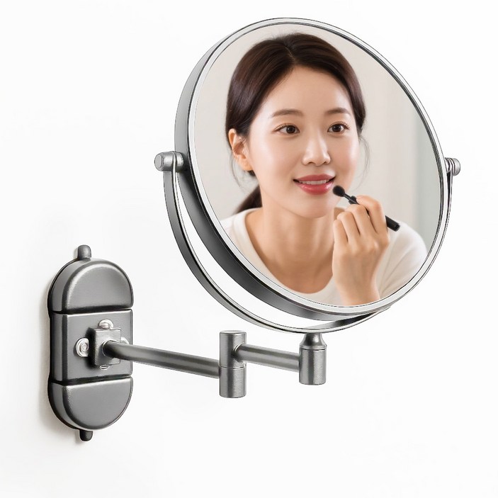 Felorita 무타공 강력흡착 화장실 호텔 면도거울 확대 양면 원형 욕실용 거울