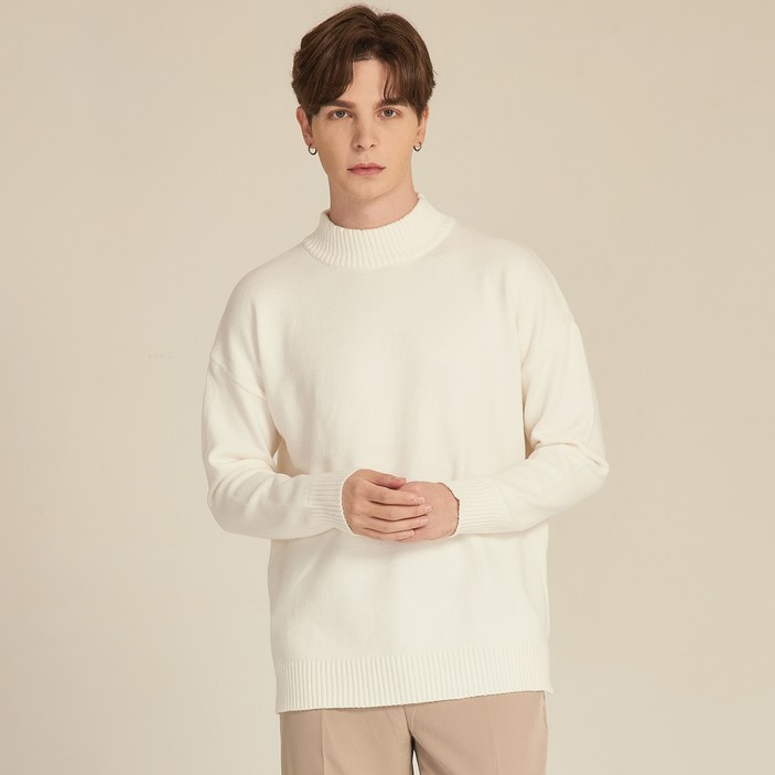 디커스텀 남녀공용 루즈핏 반목 터틀넥 니트 스웨터