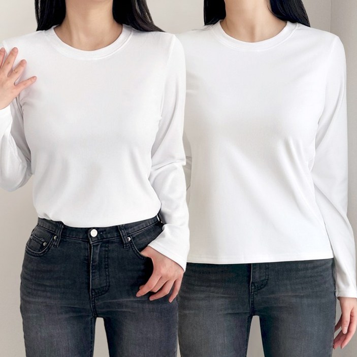 허블리 11 여성 기모 라운드 긴팔 티셔츠