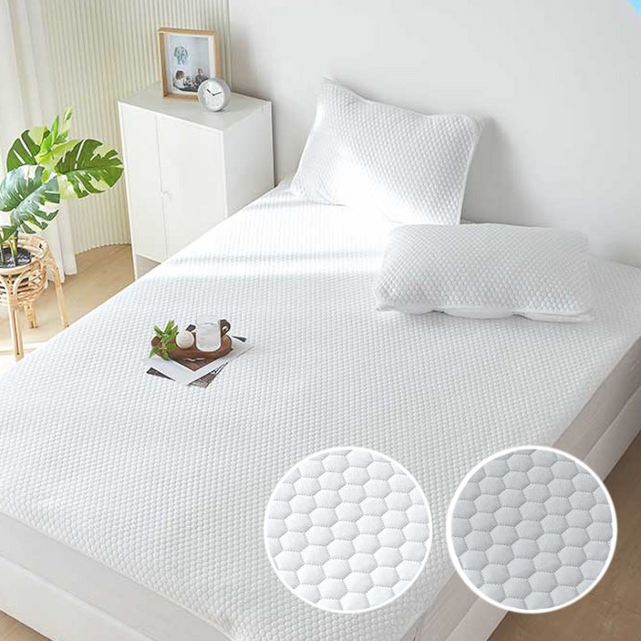 SUNRISE MALL 휴비스 정품 듀라론 퓨어 아이스 냉감 쿨 패드  화이트  국산 쿨매트 침대패드 냉감패드 쿨링패드 콜드키퍼, 퓨어 아이스 냉감 침대패드, 쿨매트