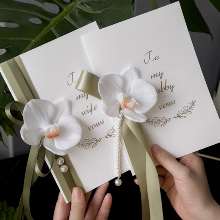 플라워 혼인서약서 케이스 축사 카드 성혼선언문 난꽃 플라워 카드